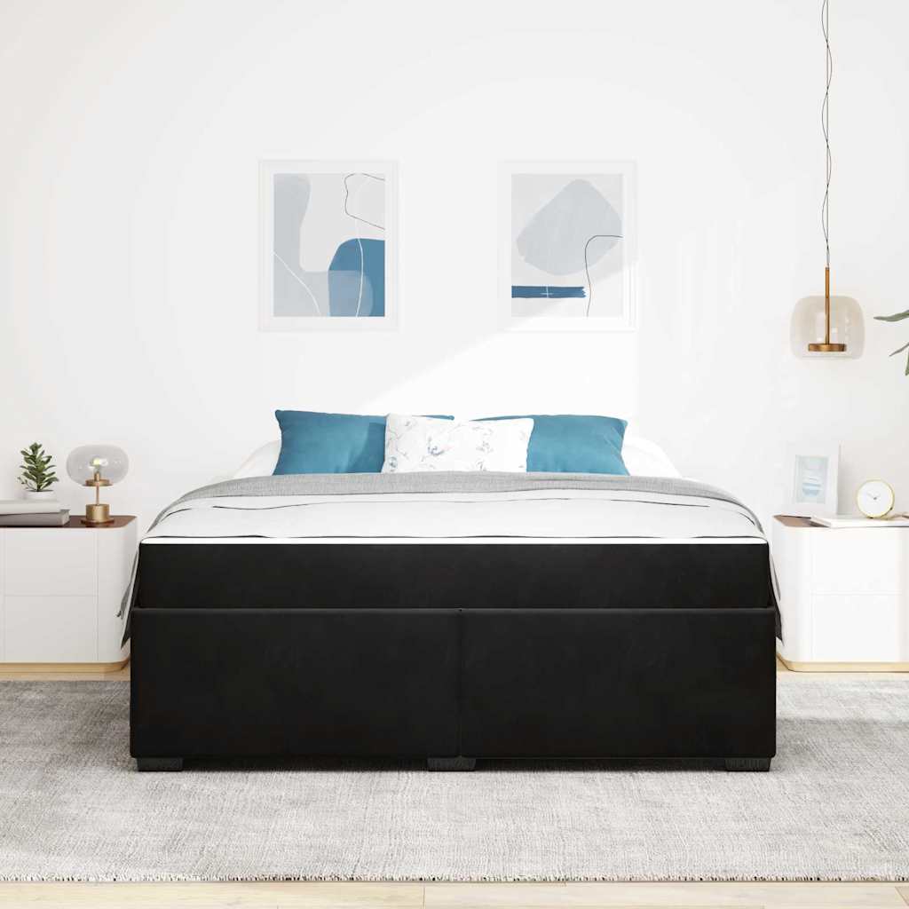 Sengestel med madras Sort 180 x 200 cm Stof