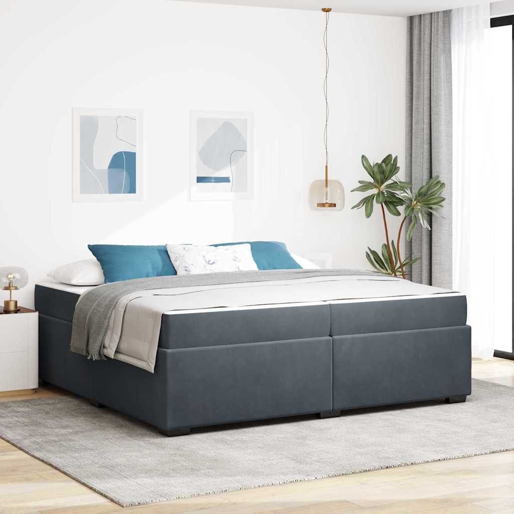 Sengestel med madras Mørkegrå 200 x 200 cm Stof