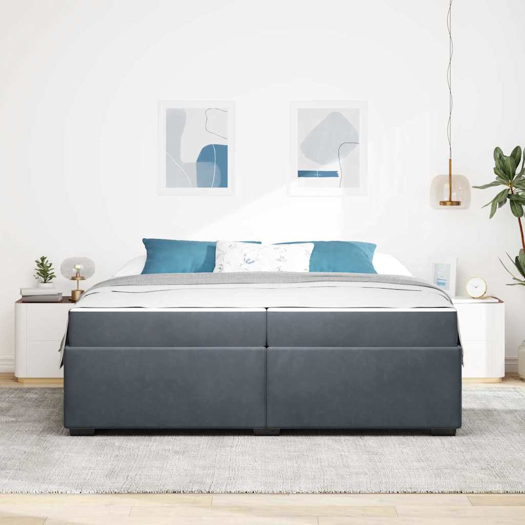 Sengestel med madras Mørkegrå 200 x 200 cm Stof