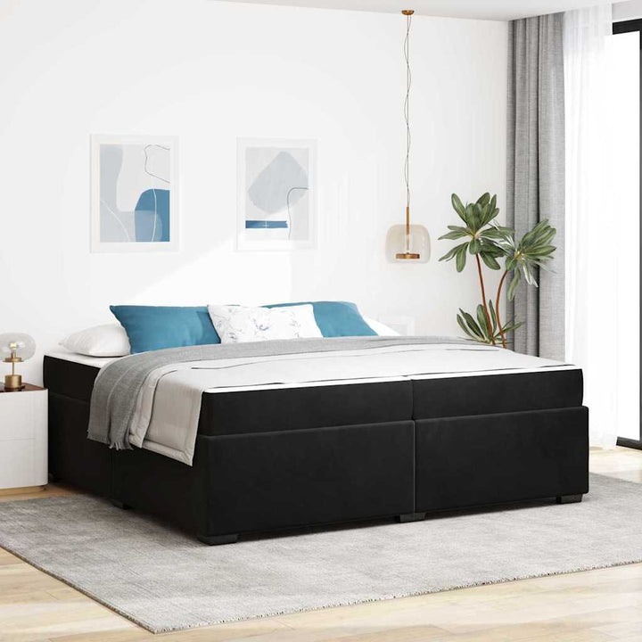 Sengestel med madras Sort 200 x 200 cm Stof