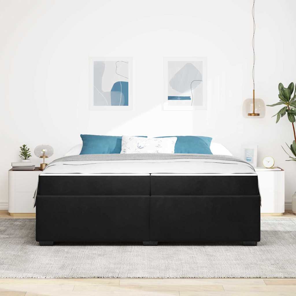 Sengestel med madras Sort 200 x 200 cm Stof