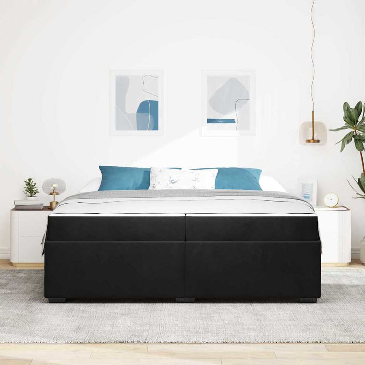 Sengestel med madras Sort 200 x 200 cm Stof