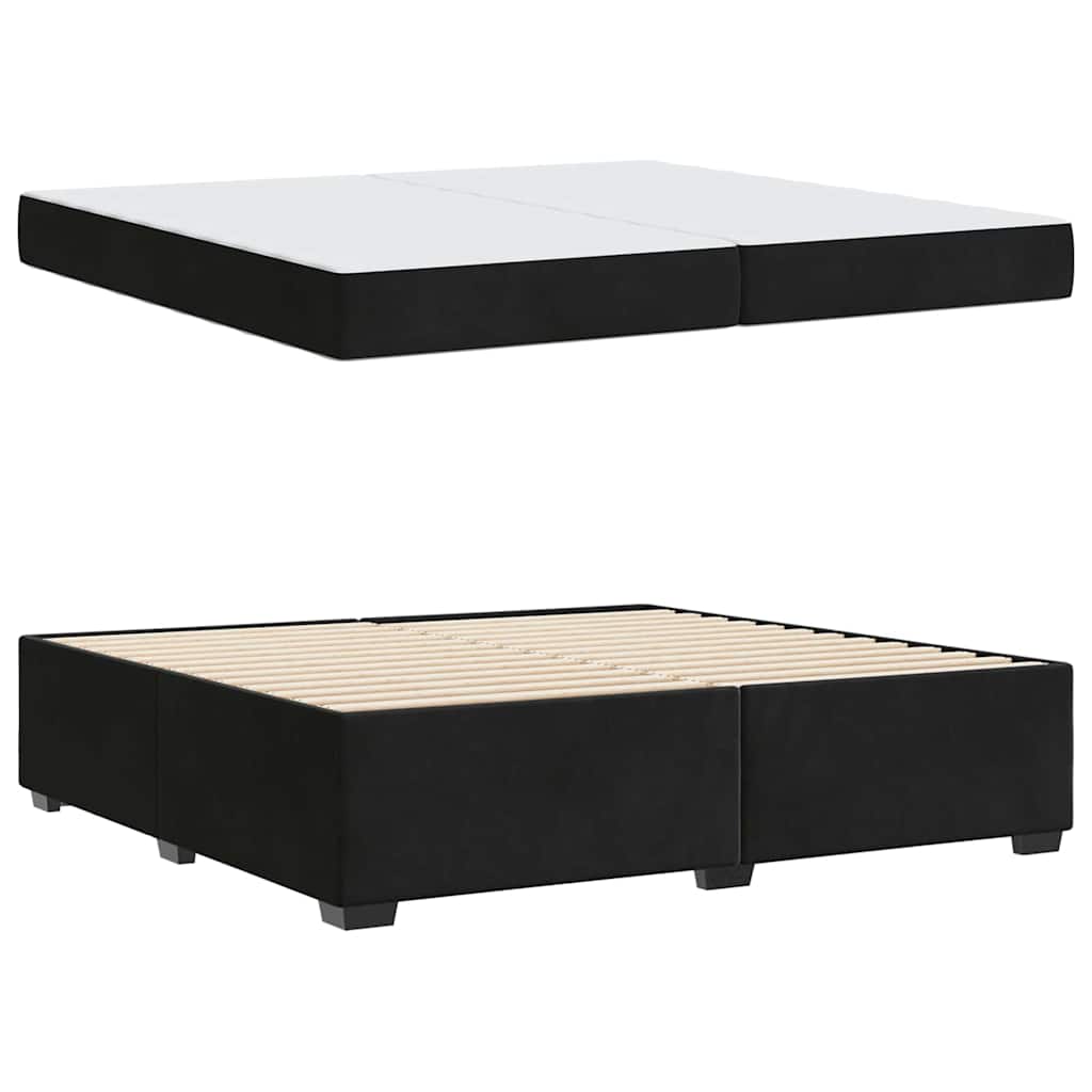 Sengestel med madras Sort 200 x 200 cm Stof