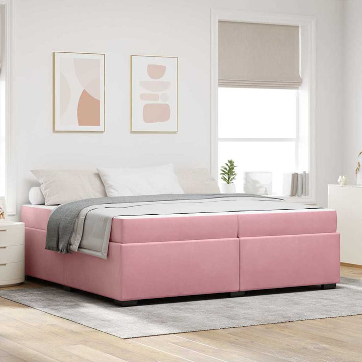 Sengestel med madras Lyserød 200 x 200 cm Stof