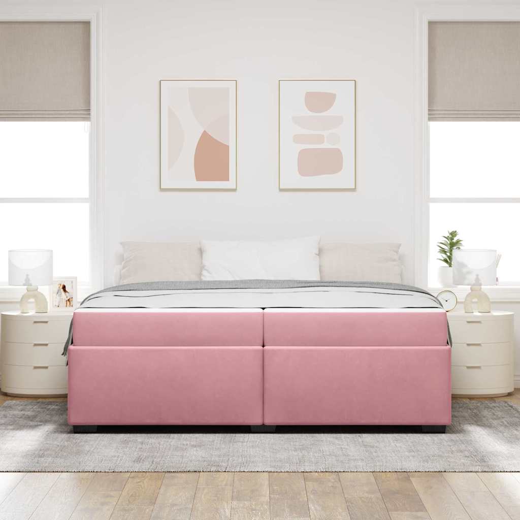 Sengestel med madras Lyserød 200 x 200 cm Stof