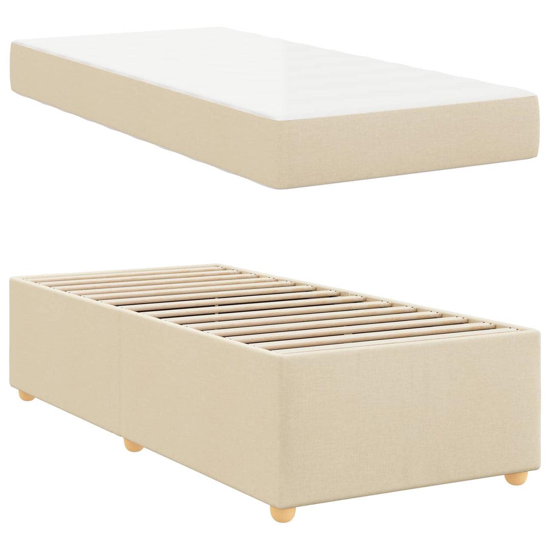 Sengestel med madras Creme 80 x 200 cm Stof