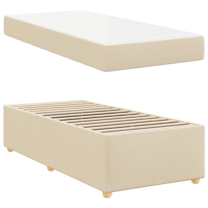 Sengestel med madras Creme 80 x 200 cm Stof