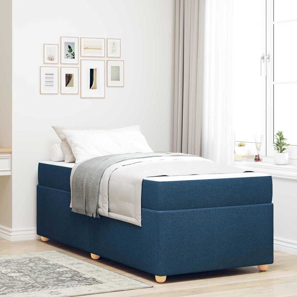 Sengestel med madras Blå 90 x 200 cm Stof