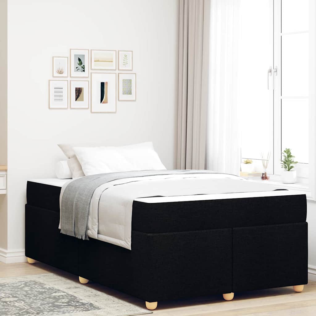Sengestel med madras Sort 120 x 190 cm Stof