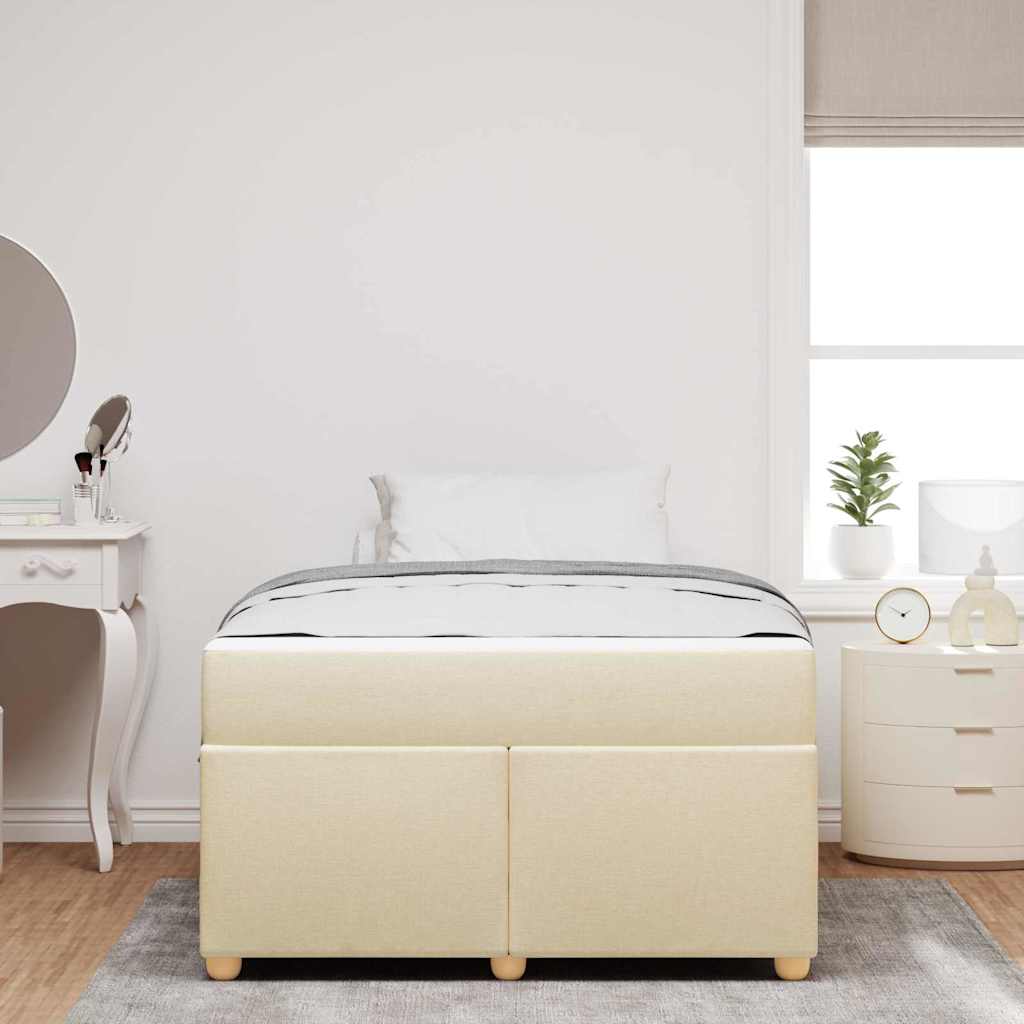 Sengestel med madras Creme 120 x 200 cm Stof
