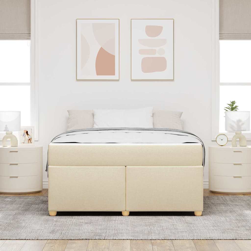 Sengestel med madras Creme 140 x 200 cm Stof