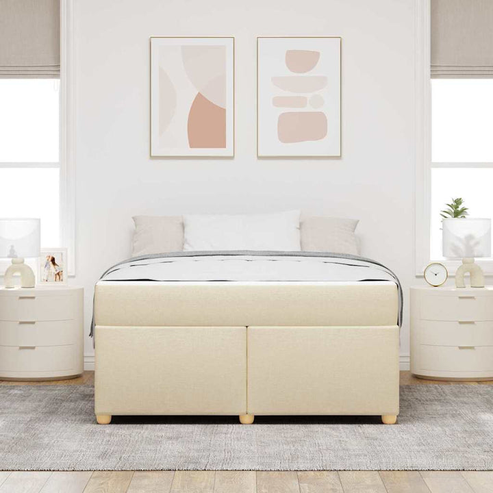 Sengestel med madras Creme 140 x 200 cm Stof