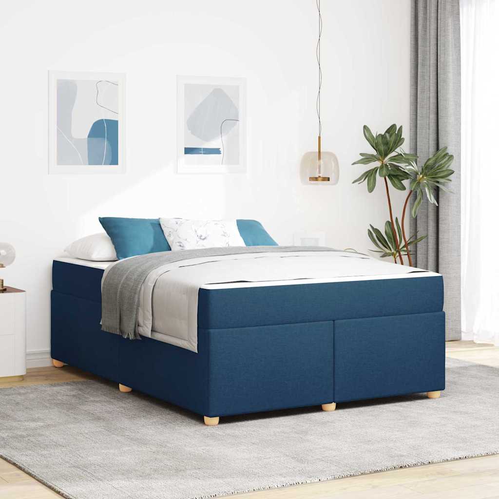 Sengestel med madras Blå 140 x 200 cm Stof