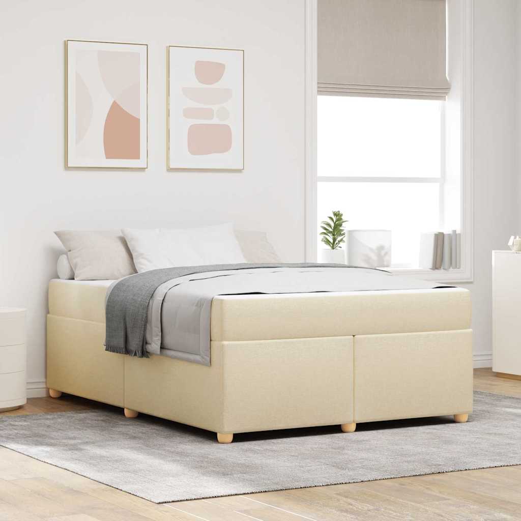 Sengestel med madras Creme 160 x 200 cm Stof