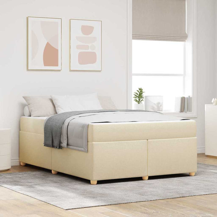 Sengestel med madras Creme 160 x 200 cm Stof