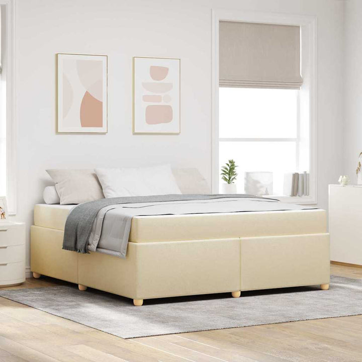 Sengestel med madras Creme 180 x 200 cm Stof