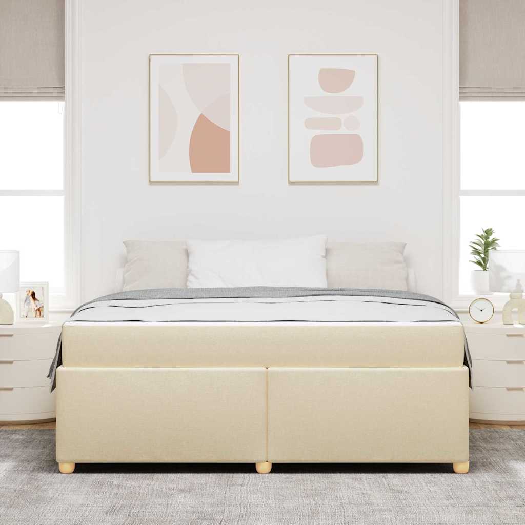 Sengestel med madras Creme 180 x 200 cm Stof