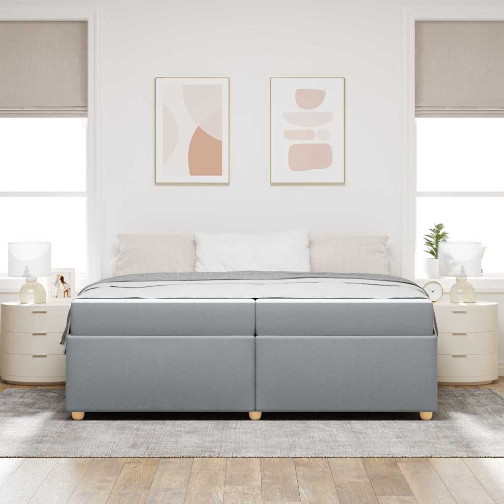 Sengestel med madras Lysegrå 200 x 200 cm Stof