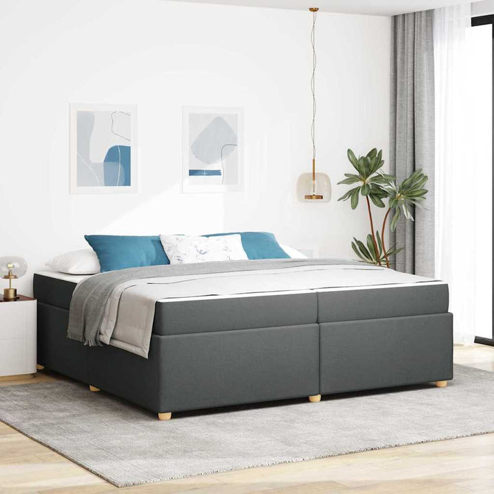 Sengestel med madras Mørkegrå 200 x 200 cm Stof