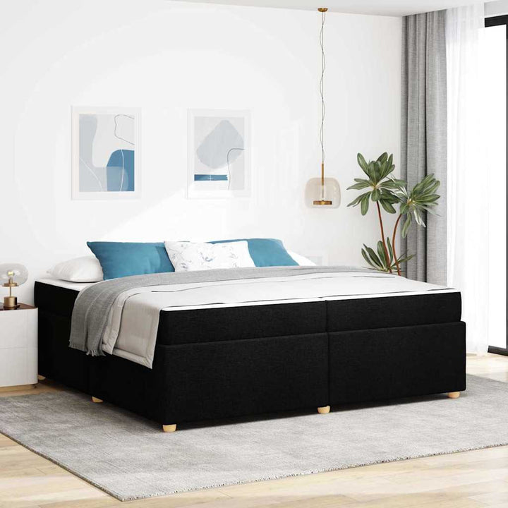 Sengestel med madras Sort 200 x 200 cm Stof