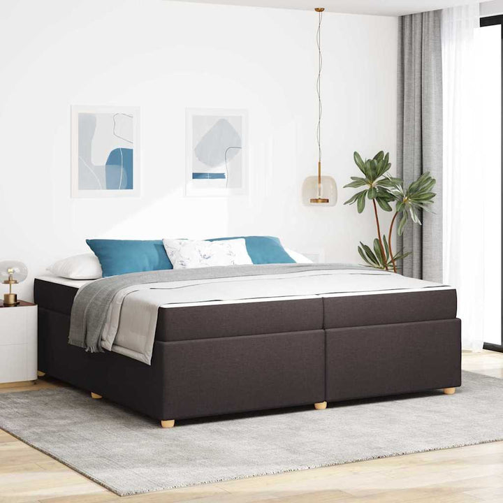 Sengestel med madras Mørk Brun 200 x 200 cm Stof