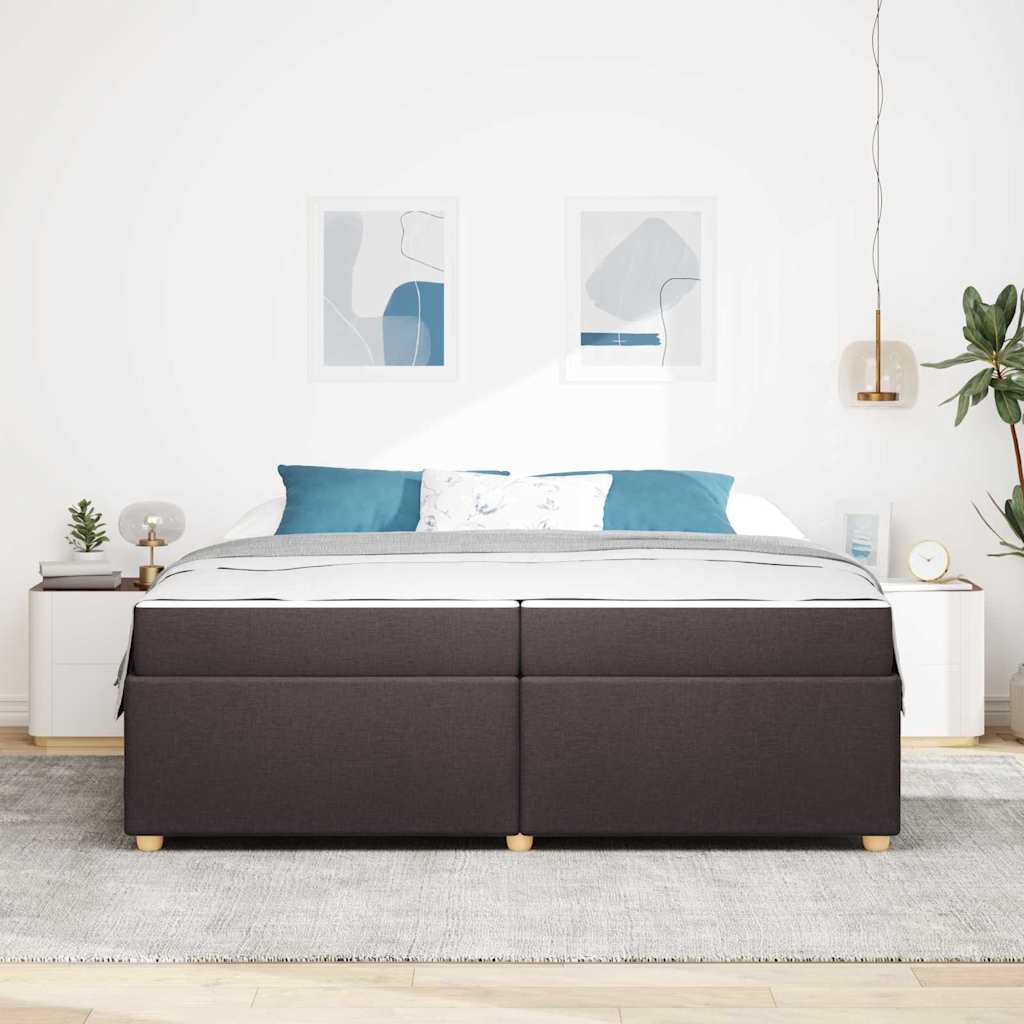 Sengestel med madras Mørk Brun 200 x 200 cm Stof