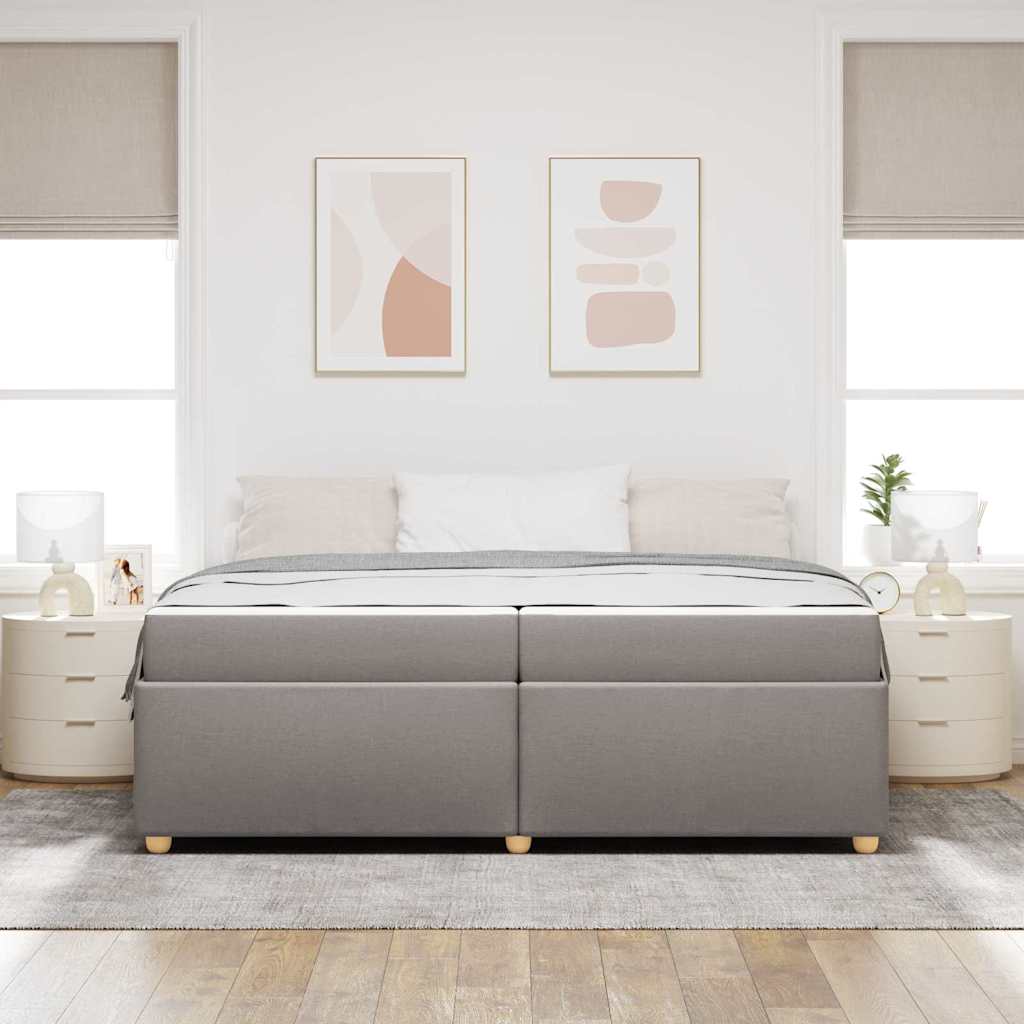 Sengestel med madras Gråbrun 200 x 200 cm Stof