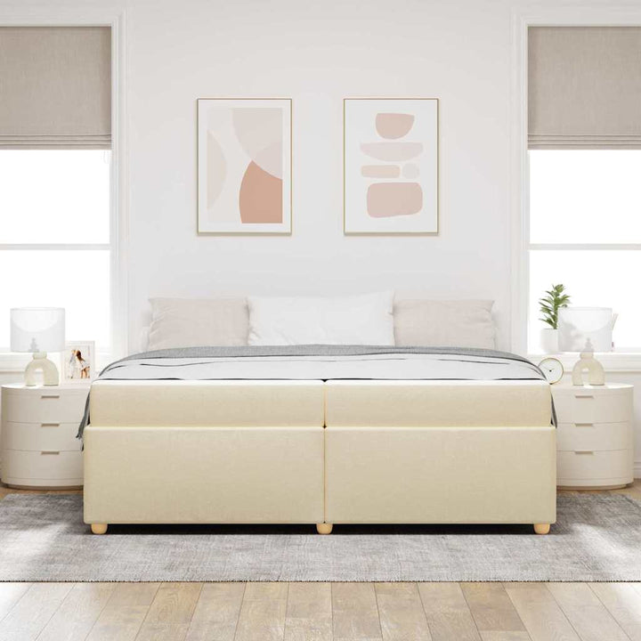 Sengestel med madras Creme 200 x 200 cm Stof