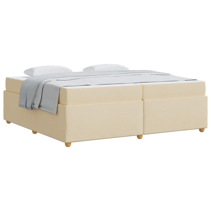 Sengestel med madras Creme 200 x 200 cm Stof