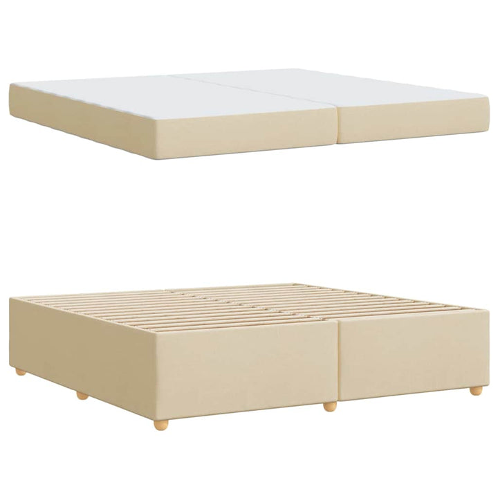 Sengestel med madras Creme 200 x 200 cm Stof