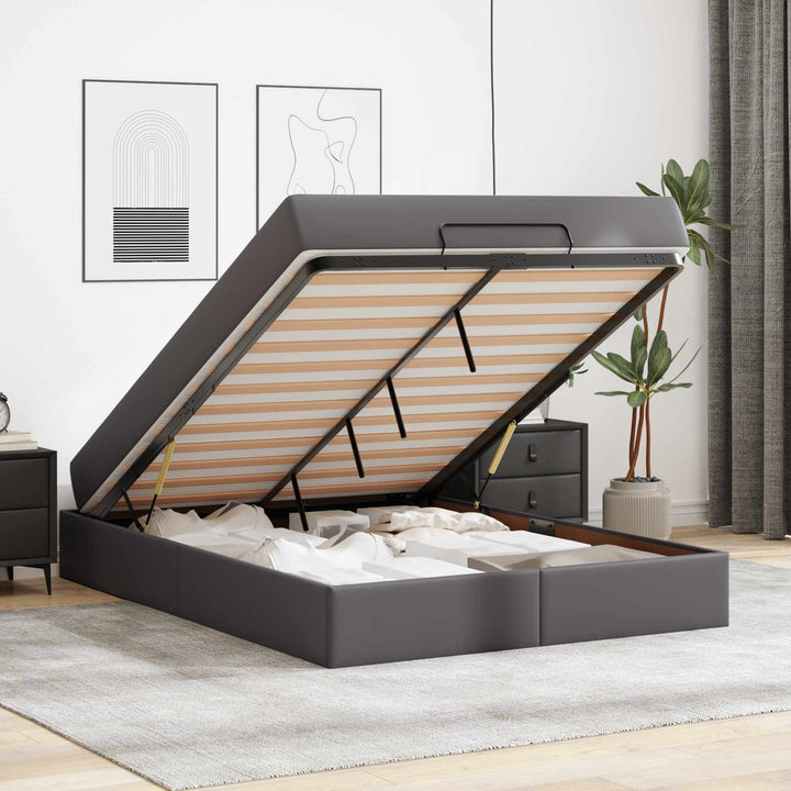 Sengeramme med madras Andet 2 pcs Grå PVC