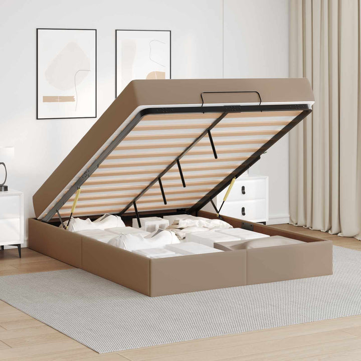 Sengeramme med madras Andet 2 pcs Gyldenbrun PVC