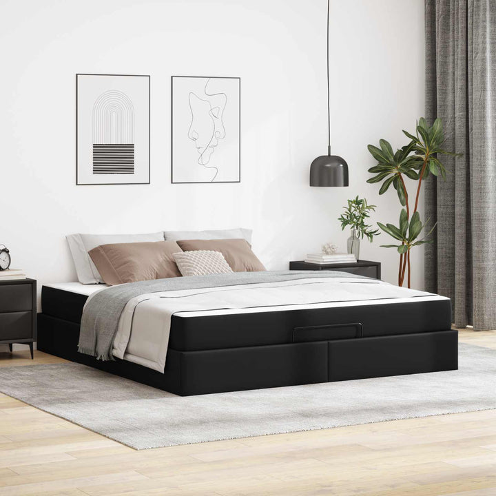 Sengeramme med madras Andet 2 pcs Sort PVC