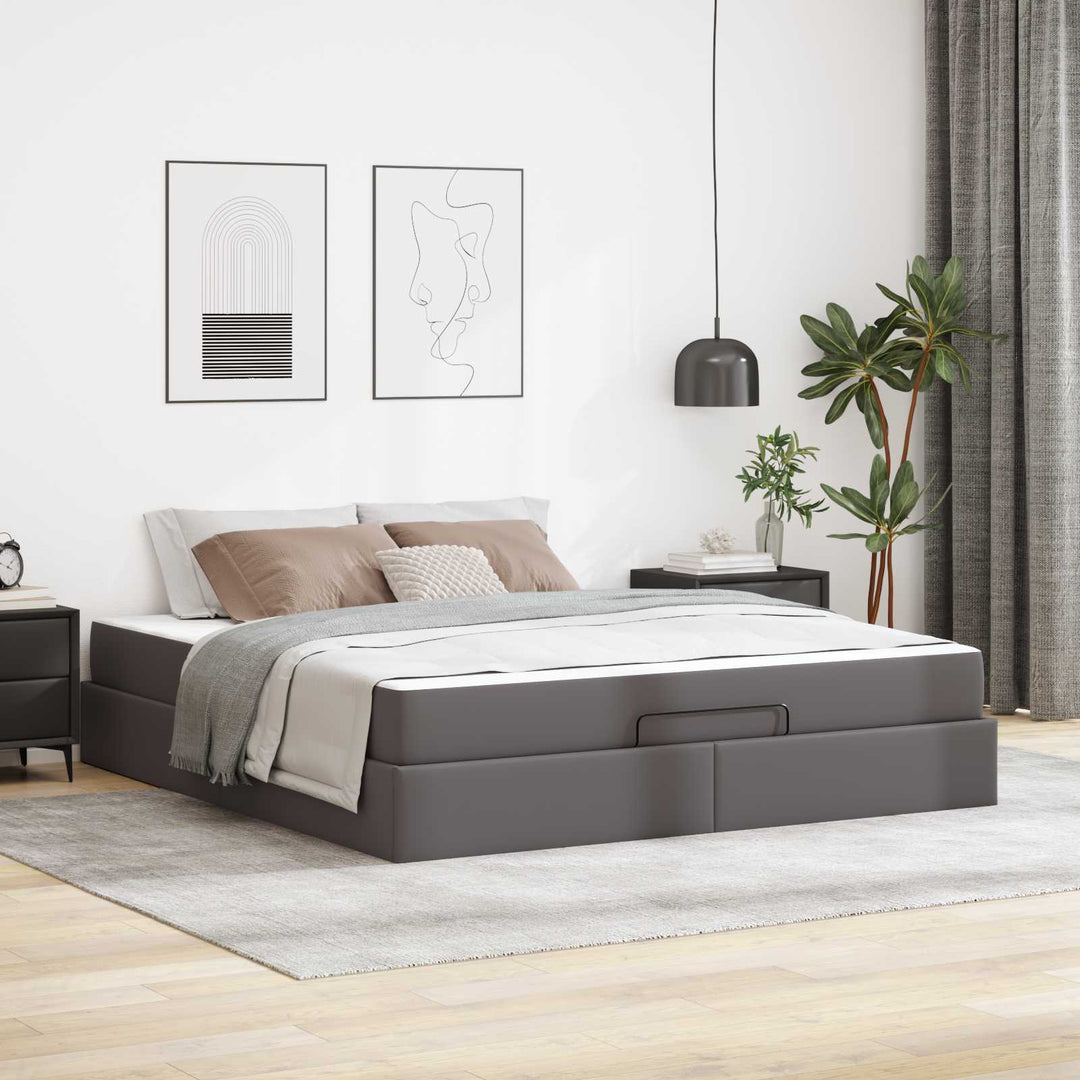 Sengeramme med madras Andet 2 pcs Grå PVC
