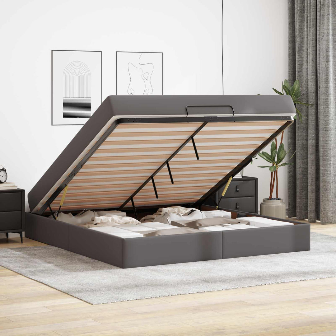Sengeramme med madras Andet 2 pcs Grå PVC