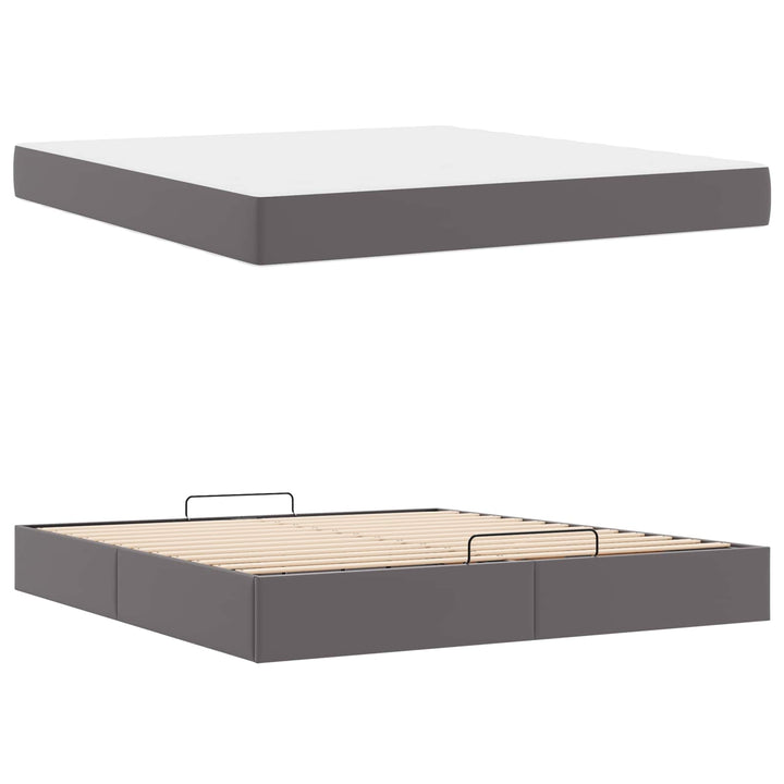 Sengeramme med madras Andet 2 pcs Grå PVC