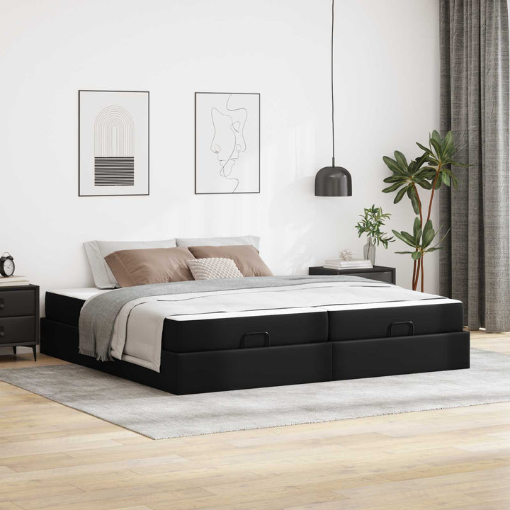 Sengeramme med madras med madras 2 pcs Sort PVC