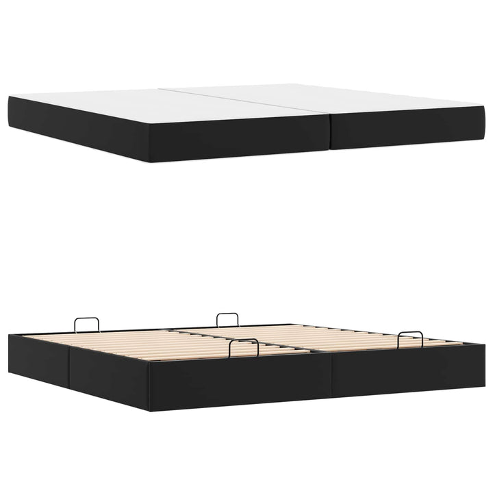 Sengeramme med madras med madras 2 pcs Sort PVC