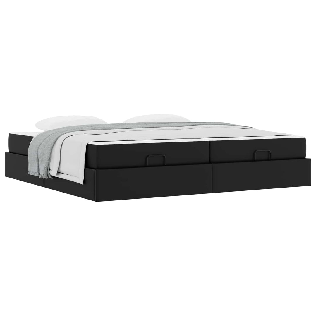 Sengeramme med madras med madras 2 pcs Sort PVC