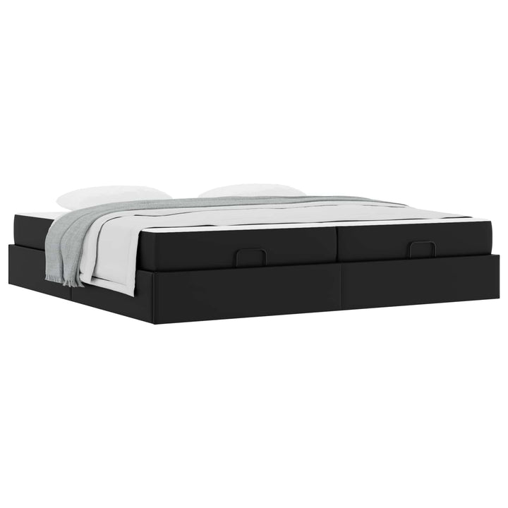 Sengeramme med madras med madras 2 pcs Sort PVC