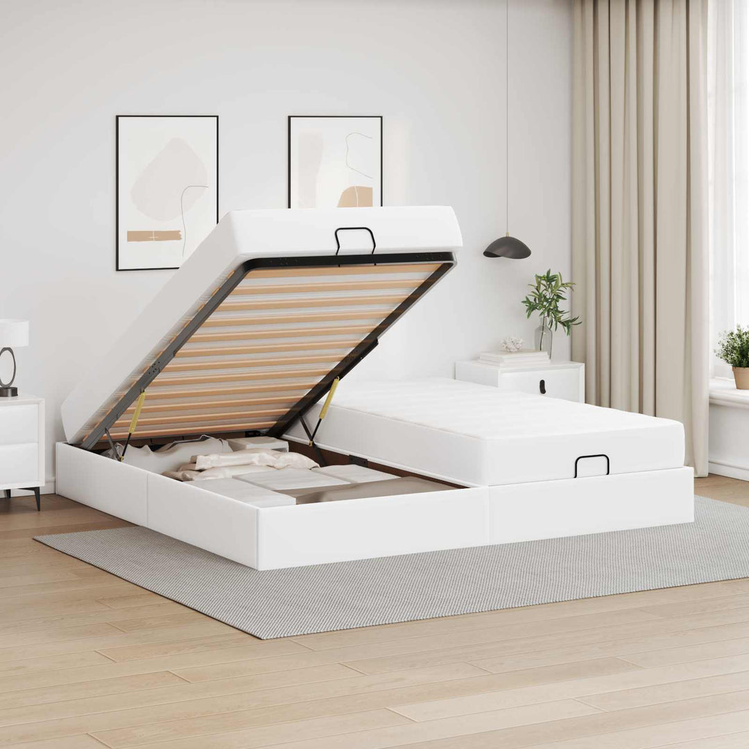Sengeramme med madras med madras 2 pcs Hvid PVC