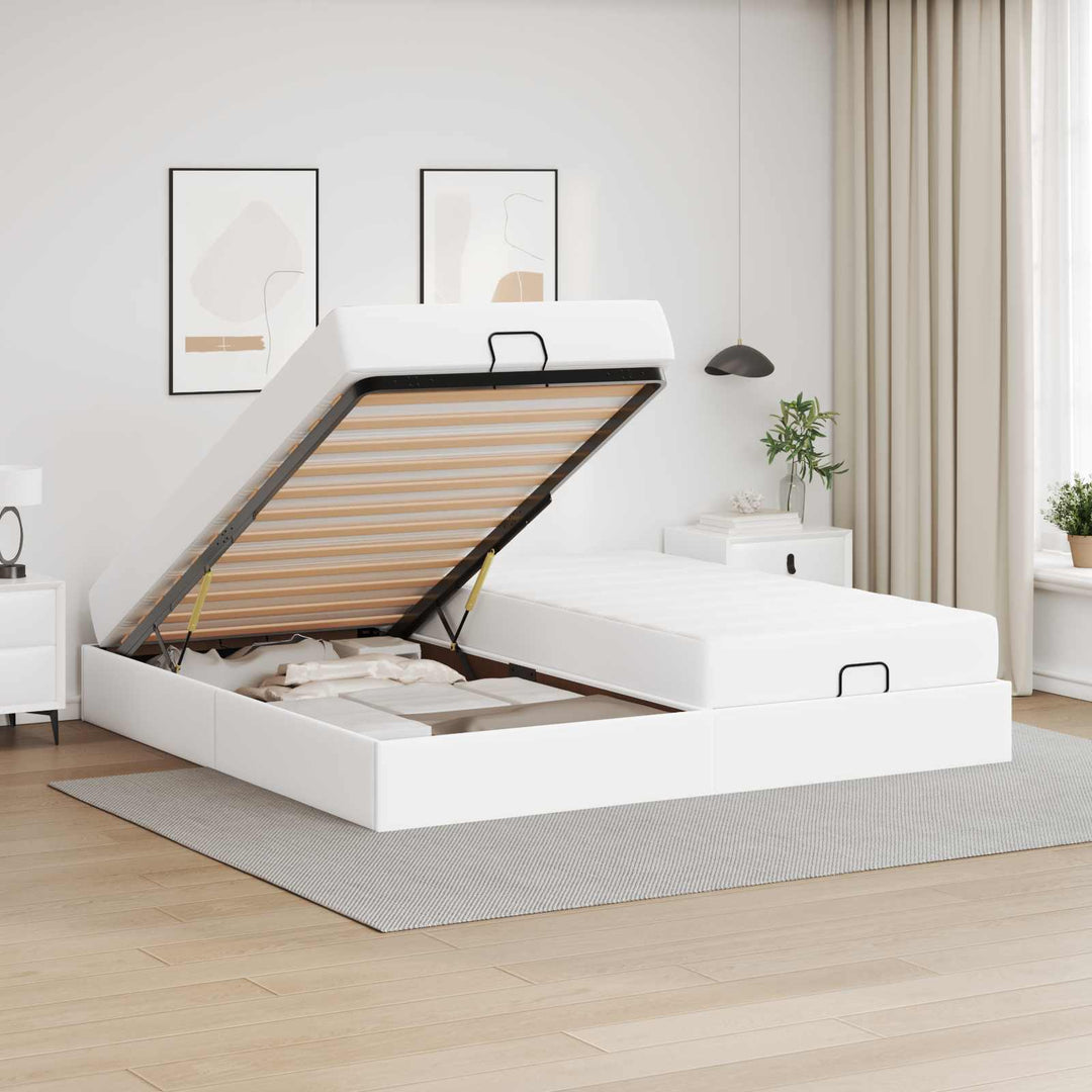 Sengeramme med madras med madras 2 pcs Hvid PVC