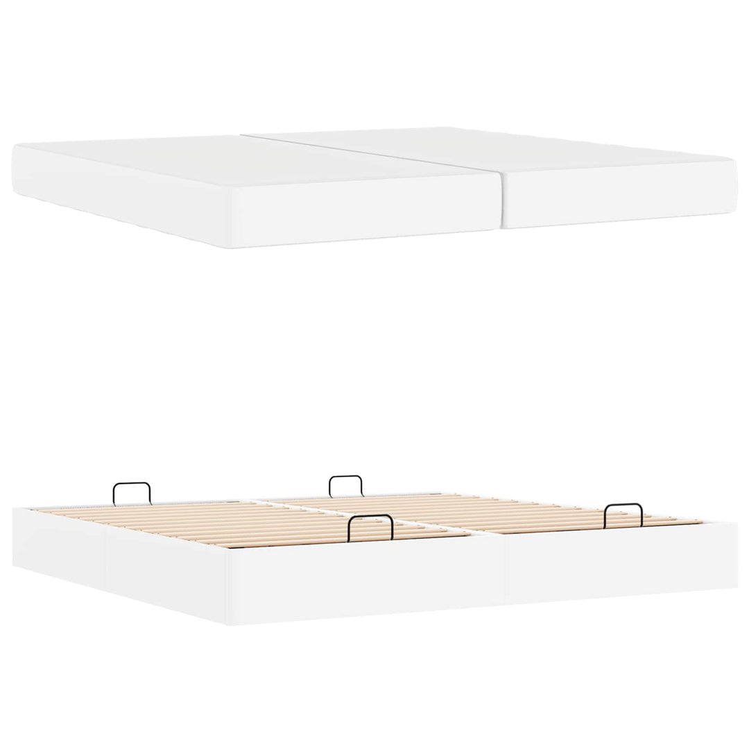 Sengeramme med madras med madras 2 pcs Hvid PVC