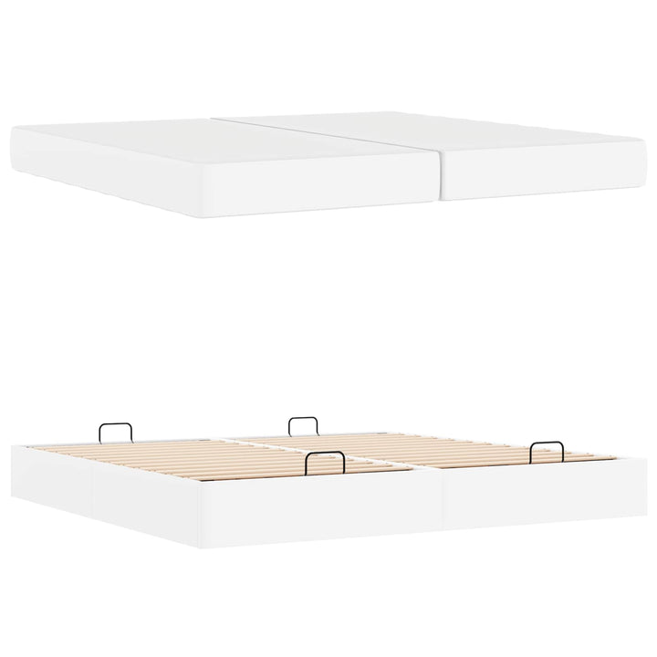 Sengeramme med madras med madras 2 pcs Hvid PVC
