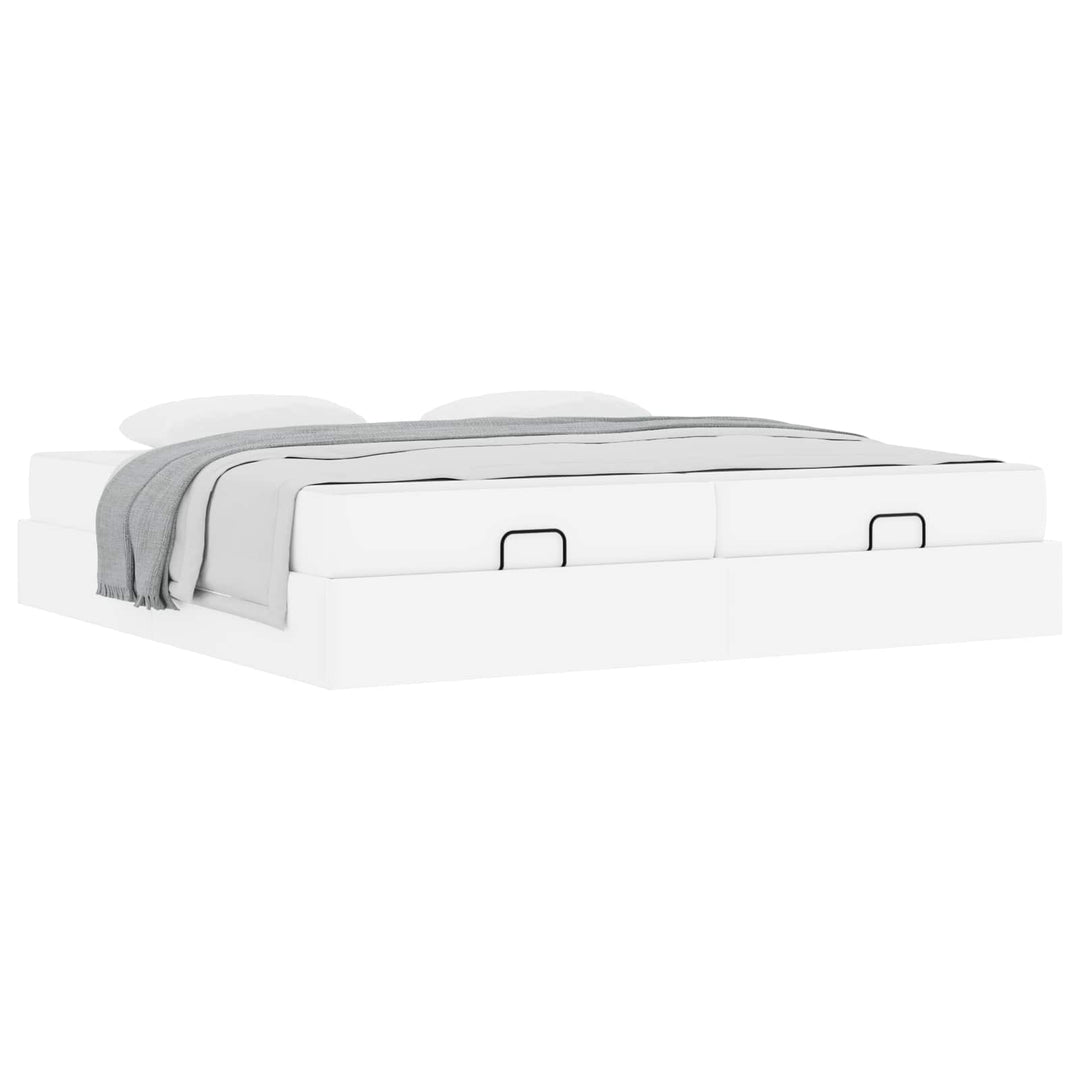 Sengeramme med madras med madras 2 pcs Hvid PVC