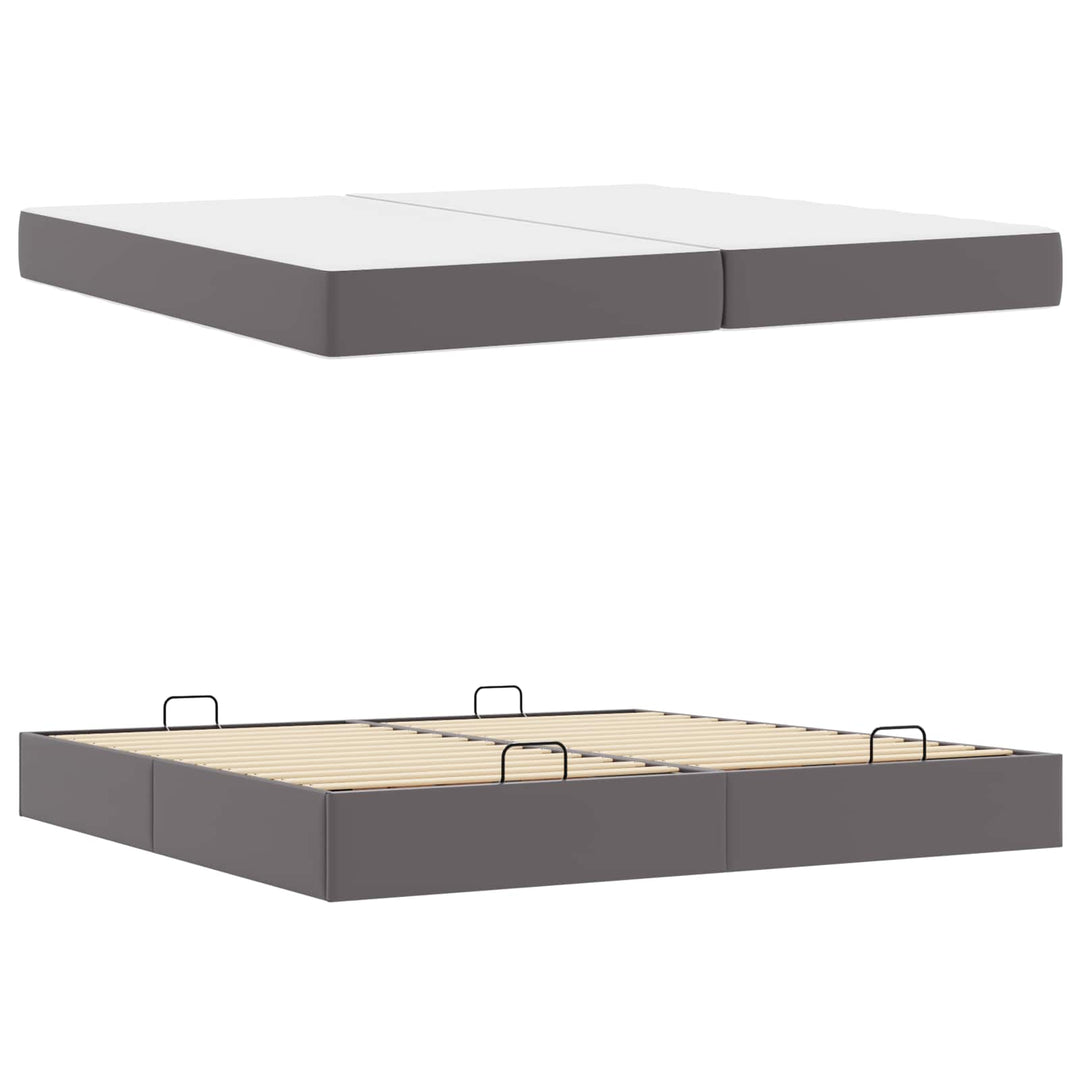 Sengeramme med madras med madras 2 pcs Grå PVC