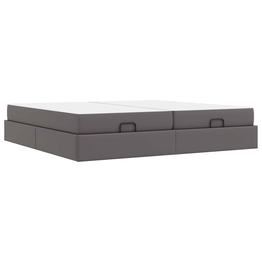 Sengeramme med madras med madras 2 pcs Grå PVC