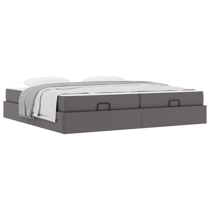 Sengeramme med madras med madras 2 pcs Grå PVC