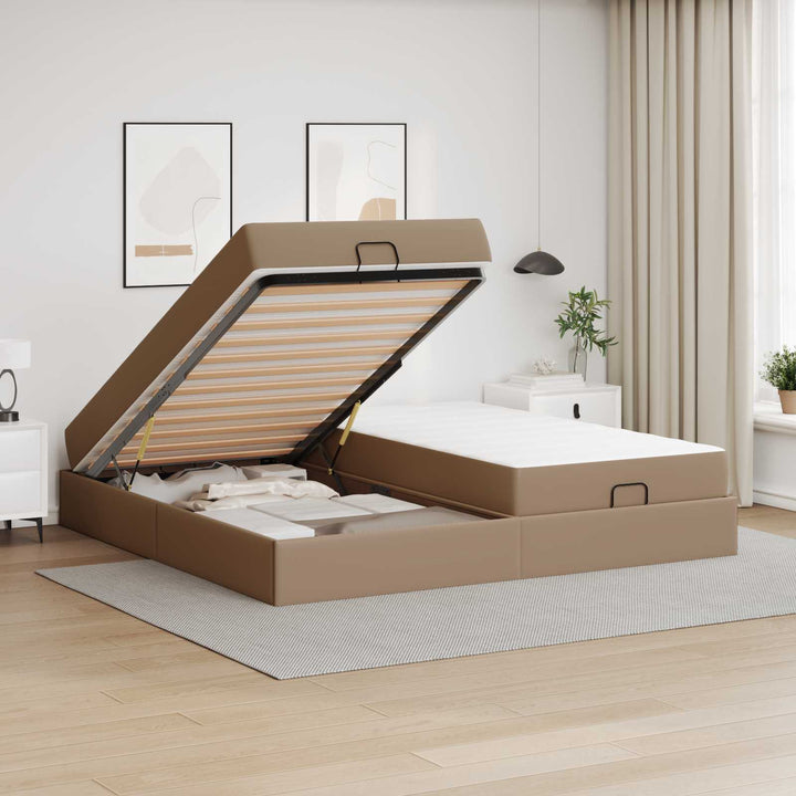 Sengeramme med madras Andet 2 stk. Gyldenbrun PVC