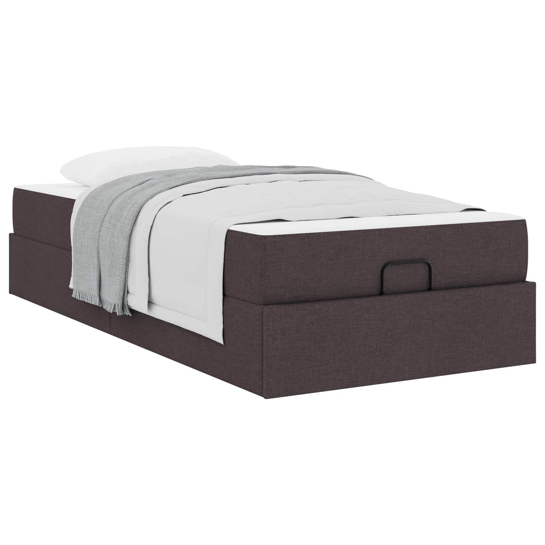 Sengeramme med madras 2 pcs Gyldenbrun Stof